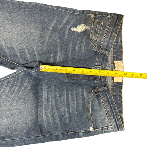 Blue Skinny Jeans with Distressed Details and Frayed Hem - Picture 11 of 11